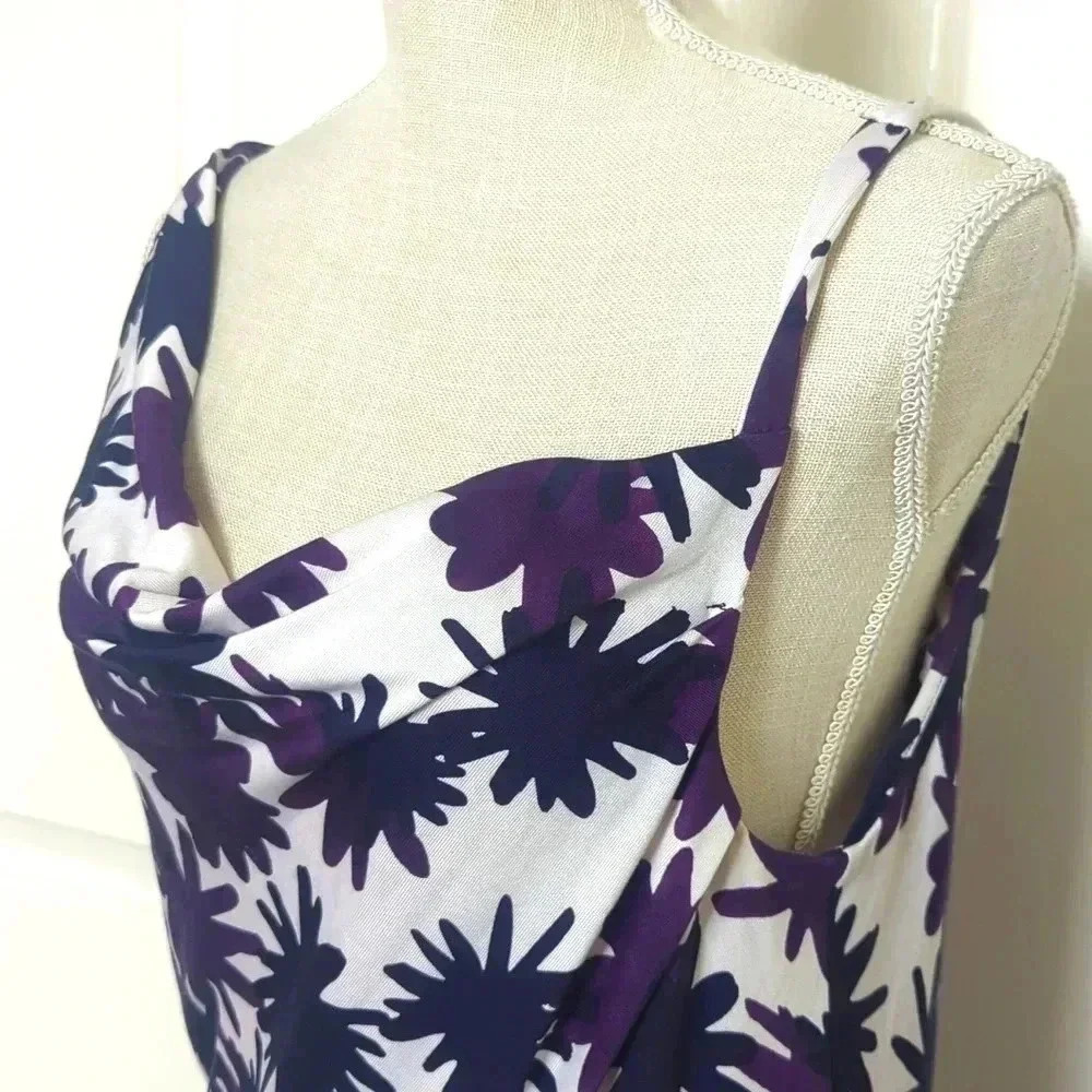 Diane Von Furstenberg Louanne Asterisk Meadow Aubergine Maxi Dress - Picture 9 of 10